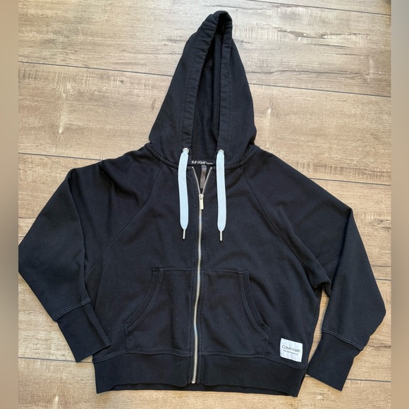Calvin Klein Performance Black Hoodie with White Drawstrings - Picture 1 of 3
